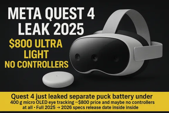 Meta Quest 4 Leaks 2026: $800, Ultra-Light, No Controllers?!