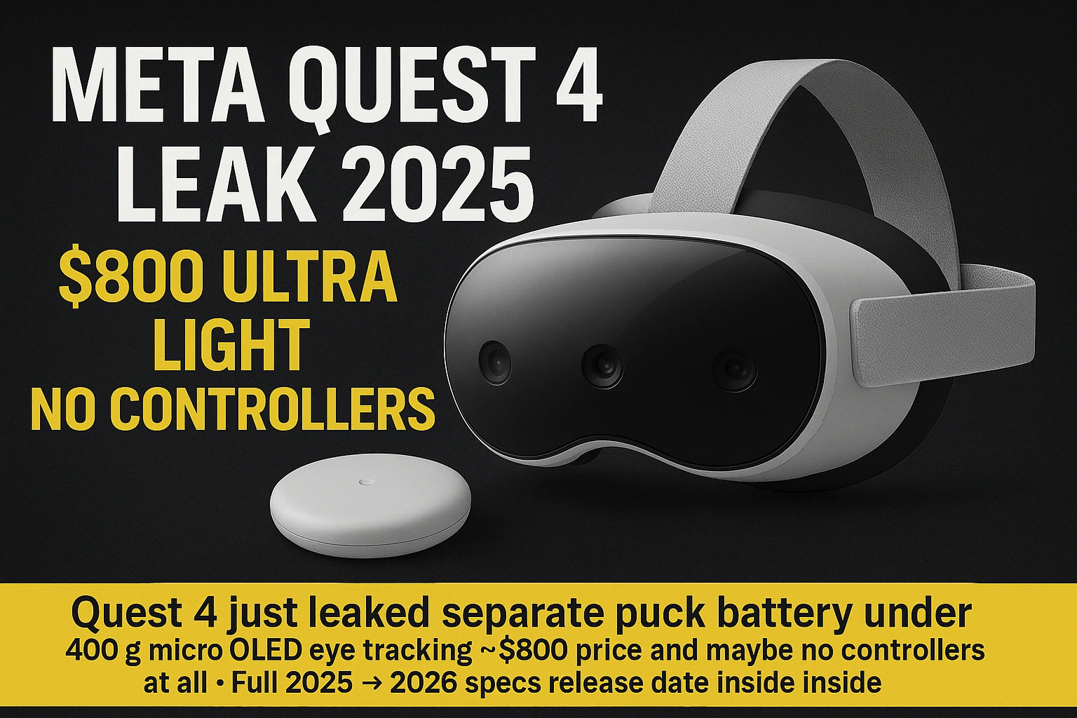 Meta Quest 4 Leaks 2026: $800, Ultra-Light, No Controllers?!
